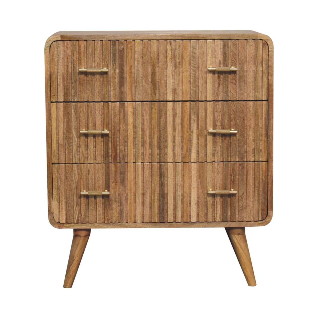 T-bar Ridged Chest of Drawers | Oak Solid Mango Wood