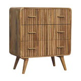 T-bar Ridged Chest of Drawers | Oak Solid Mango Wood