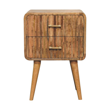 T-bar Ridged Bedside Table | Oak Mango Wood