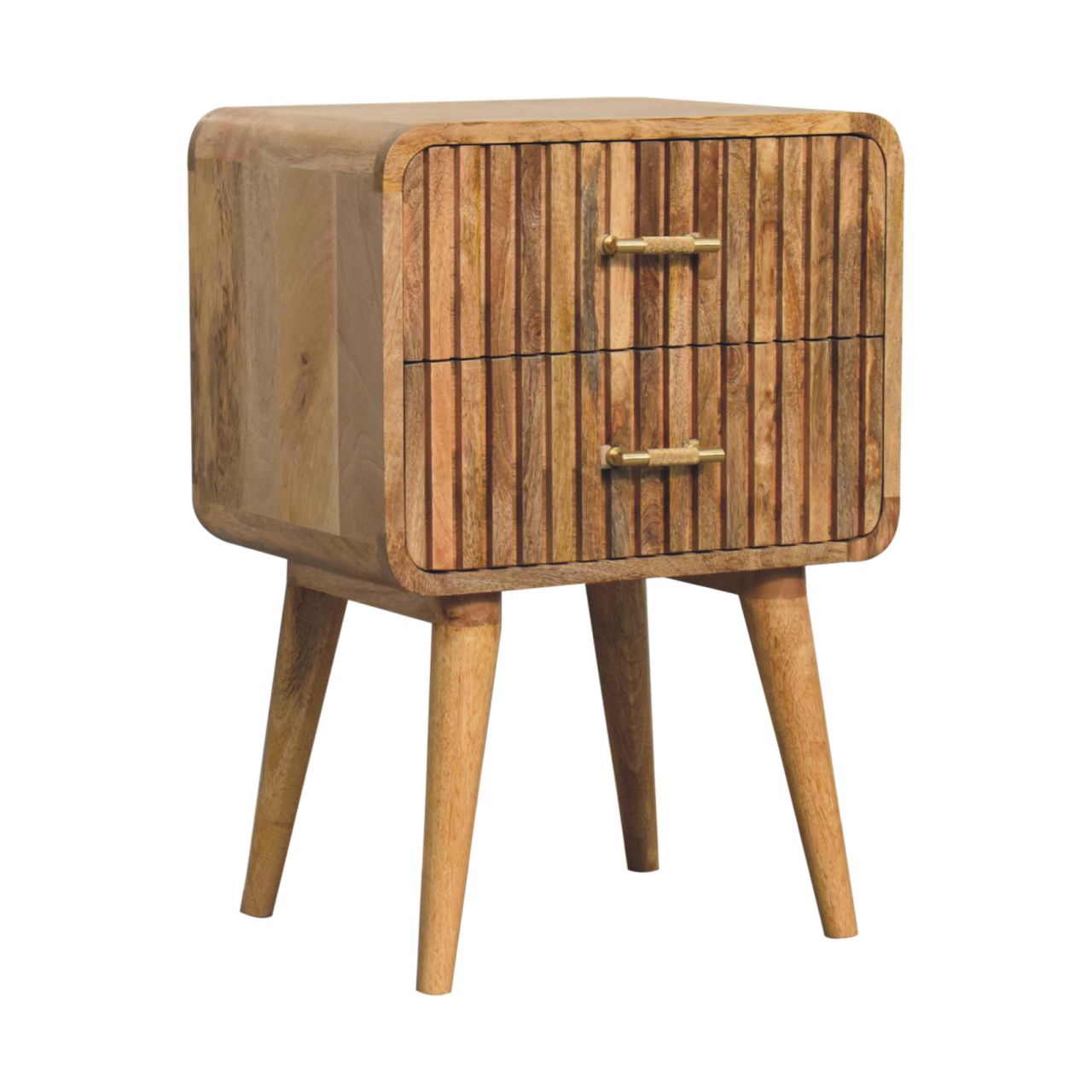 T-bar Ridged Bedside Table | Oak Mango Wood