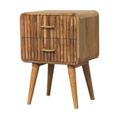 T-bar Ridged Bedside Table | Oak Mango Wood