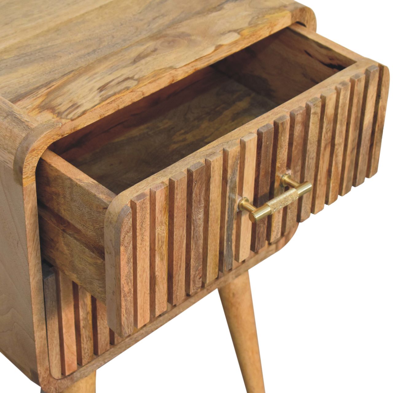 T-bar Ridged Bedside Table | Oak Mango Wood