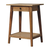 Woven Solid Wood End Table Accent Piece | Oak Jute