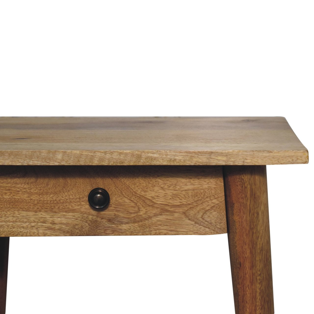 Woven Solid Wood End Table Accent Piece | Oak Jute