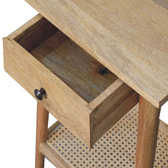 Woven Solid Wood End Table Accent Piece | Oak Jute