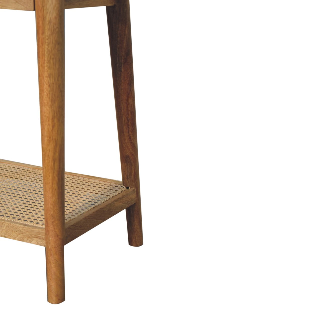 Woven Solid Wood End Table Accent Piece | Oak Jute