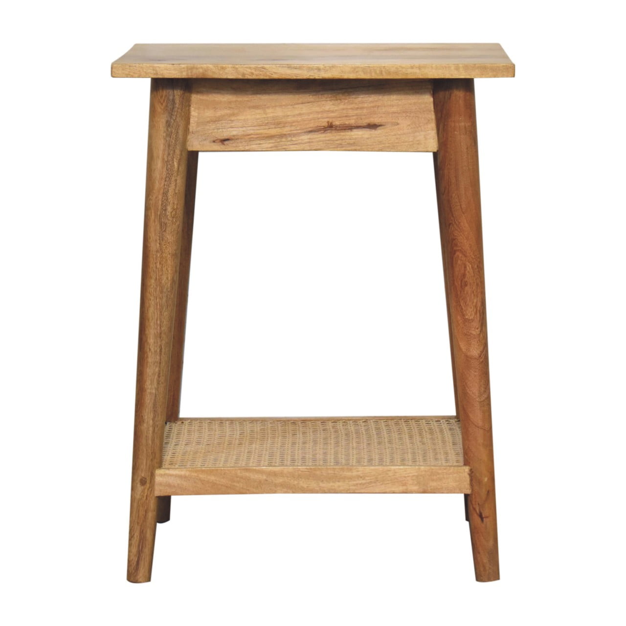 Woven Solid Wood End Table Accent Piece | Oak Jute