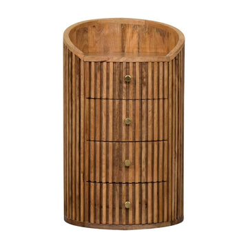 Soba Bedside Table | Oak Solid Mango Wood Hand-Carved