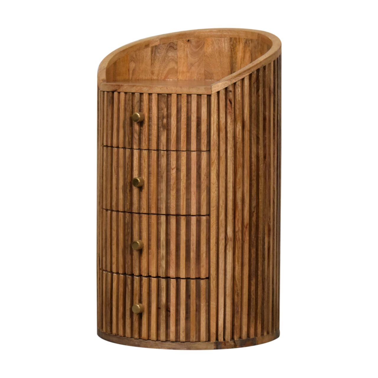 Soba Bedside Table | Oak Solid Mango Wood Hand-Carved