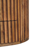 Soba Bedside Table | Oak Solid Mango Wood Hand-Carved