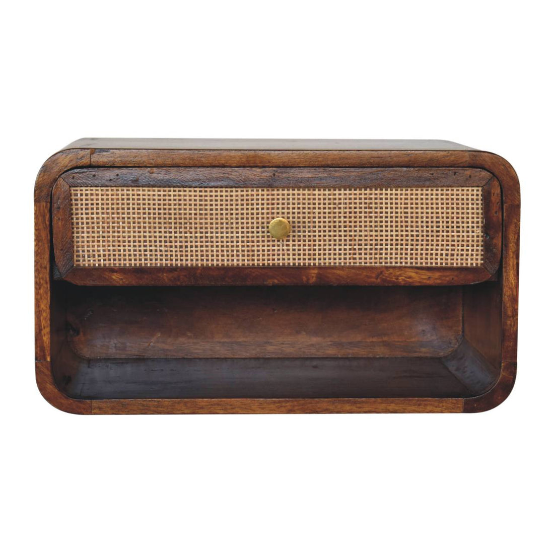 Chestnut Wall Mounted Open Woven Bedside Table | Wall-Mounted