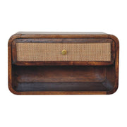 Chestnut Wall Mounted Open Woven Bedside Table | Wall-Mounted