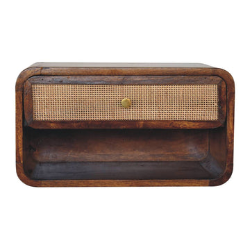 Chestnut Wall Mounted Open Woven Bedside Table | Wall-Mounted