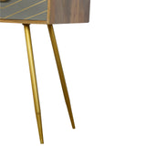 Cement Brass Writing Desk | Oak-Ish Solid Mango Wood