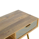 Cement Brass Writing Desk | Oak-Ish Solid Mango Wood