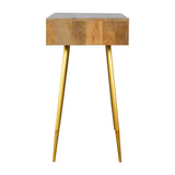 Cement Brass Writing Desk | Oak-Ish Solid Mango Wood