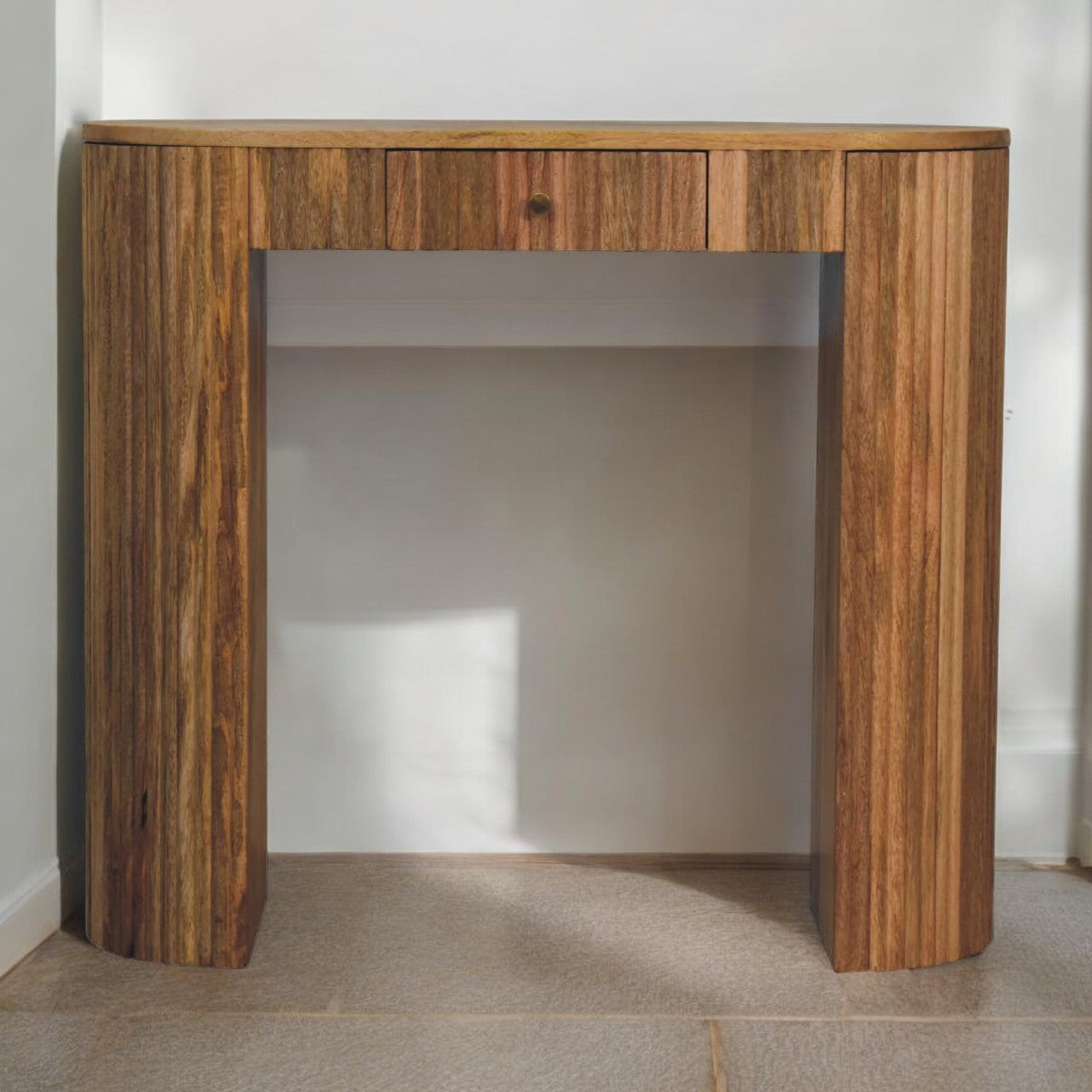 Soba Straight Console Table | Oak Solid Mango Wood