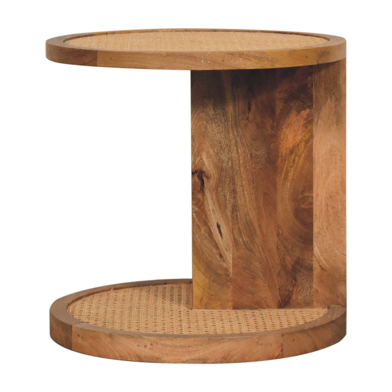 Close-knit Corner End Table Accent Piece | Oak Solid Mango Wood