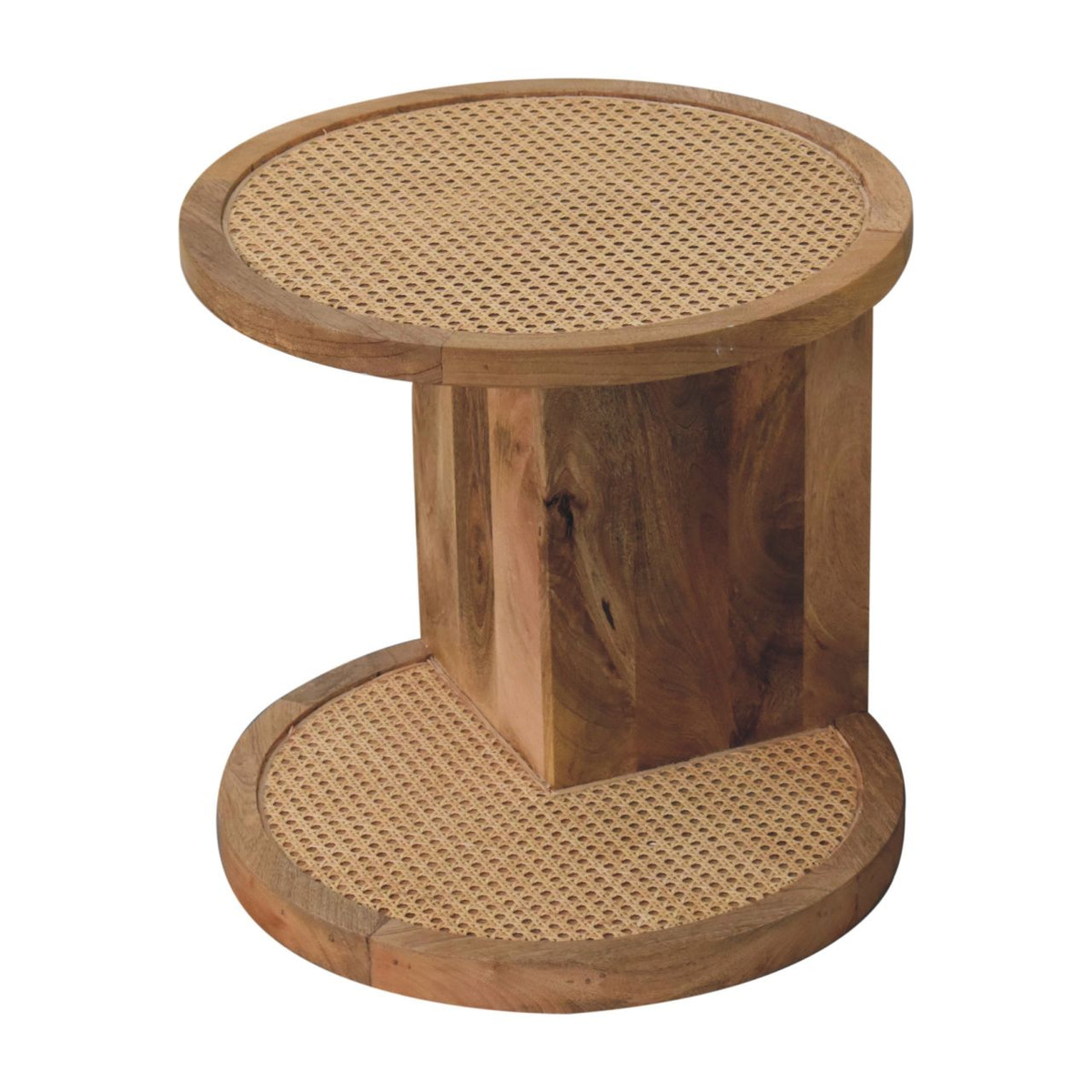 Close-knit Corner End Table Accent Piece | Oak Solid Mango Wood
