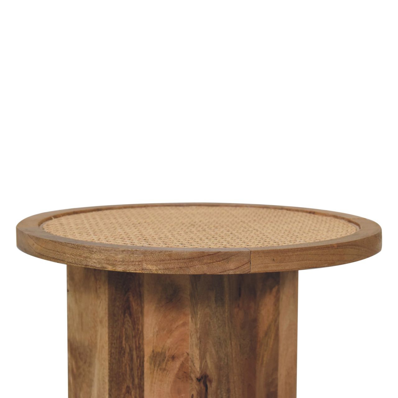 Close-knit Corner End Table Accent Piece | Oak Solid Mango Wood
