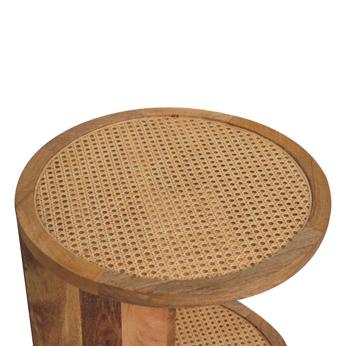 Close-knit Corner End Table Accent Piece | Oak Solid Mango Wood