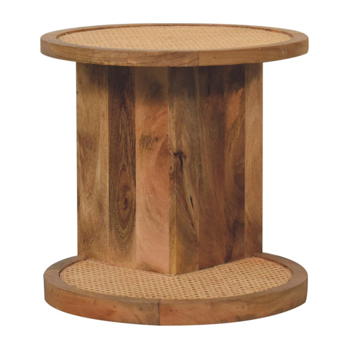 Close-knit Corner End Table Accent Piece | Oak Solid Mango Wood