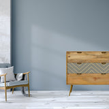 Sleek Cement Brass Inlay Chest of Drawers | Oak Mango Wood