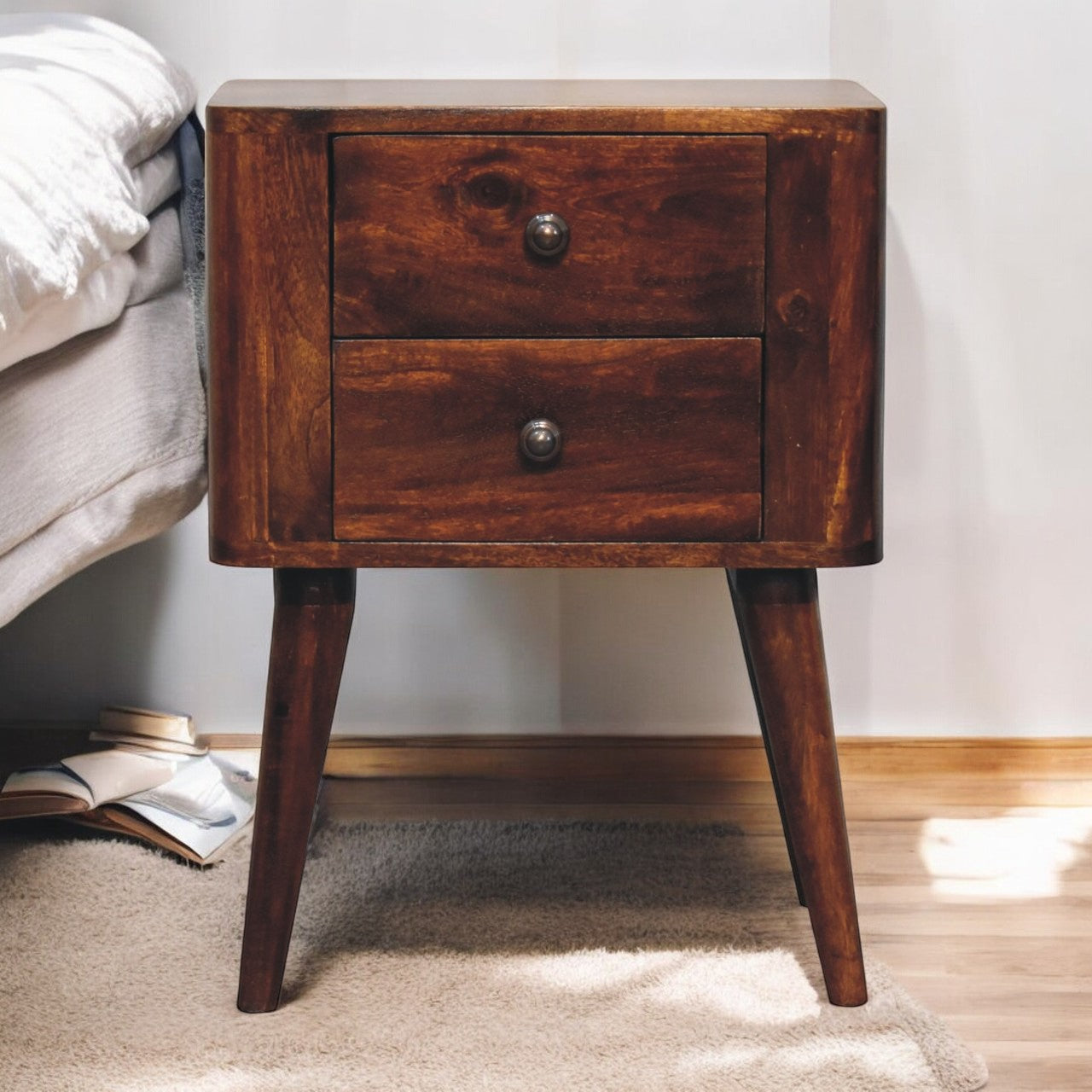 Bera Bedside Table | Chestnut Solid Mango Wood