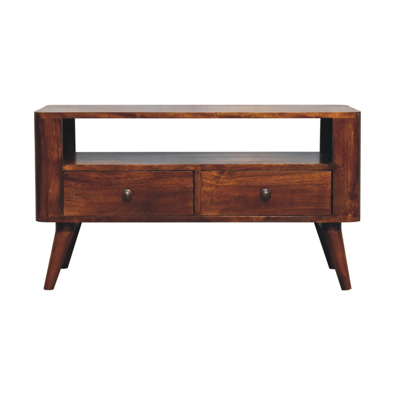 Bera TV Media Unit | Chestnut Solid Mango Wood Open Shelf
