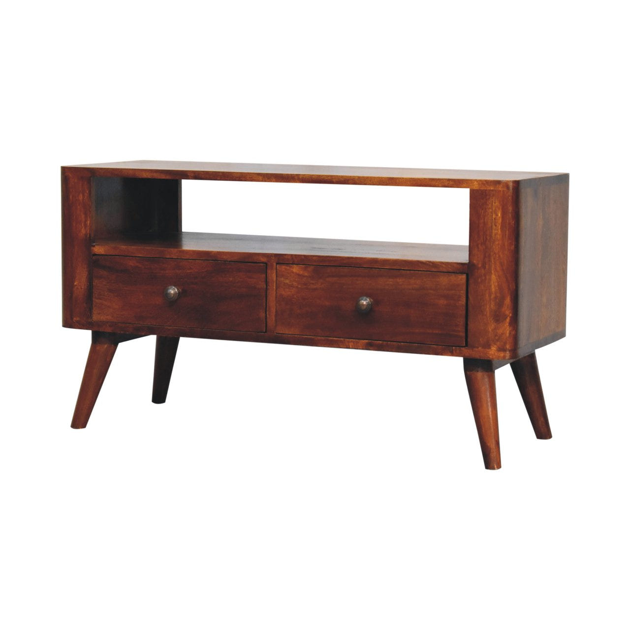 Bera TV Media Unit | Chestnut Solid Mango Wood Open Shelf