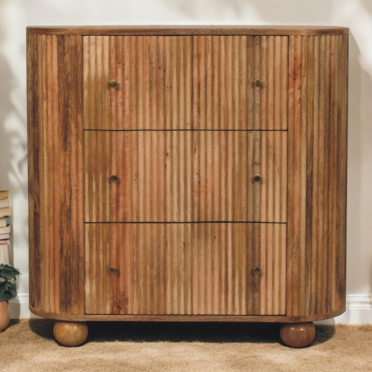 Soba Ball Chest of Drawers | Oak Solid Mango Wood