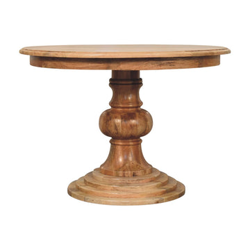 Round Turned Dining Table | Oak Solid Mango Wood