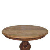 Round Turned Dining Table | Oak Solid Mango Wood