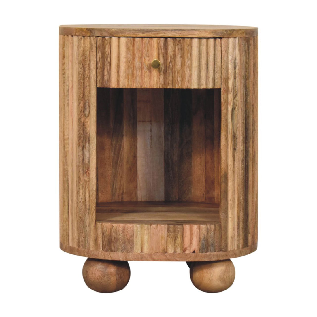 Soba Ball Open Slot Bedside Table | Oak Mango Wood