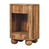 Soba Ball Open Slot Bedside Table | Oak Mango Wood