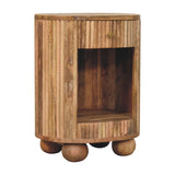 Soba Ball Open Slot Bedside Table | Oak Mango Wood