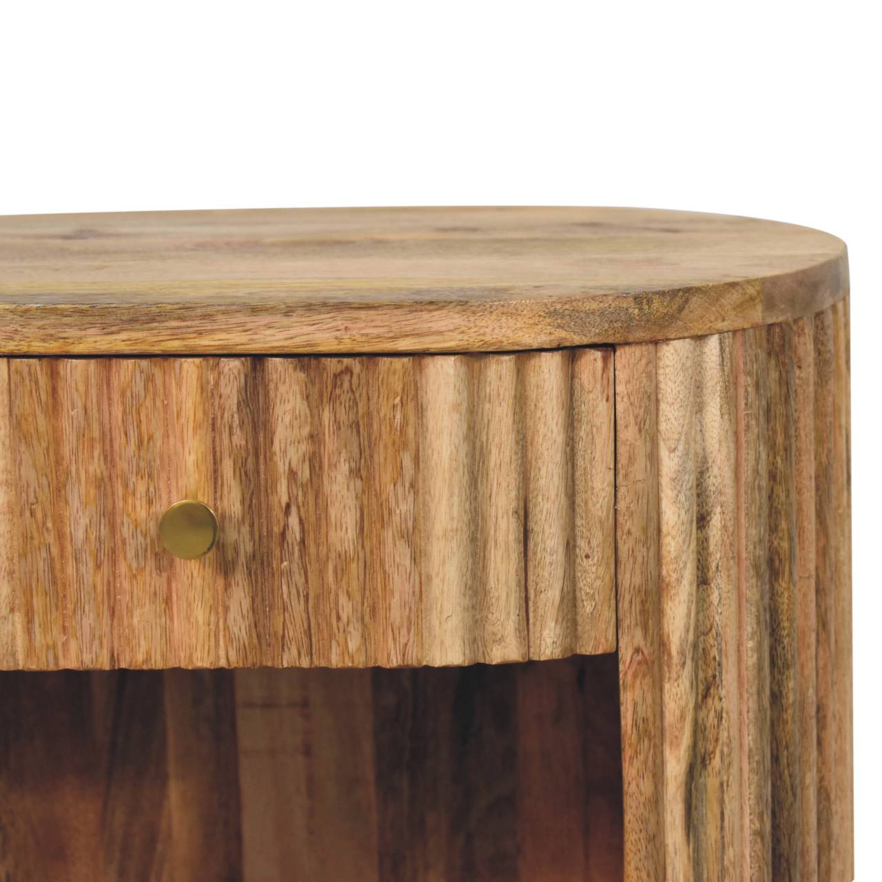 Soba Ball Open Slot Bedside Table | Oak Mango Wood