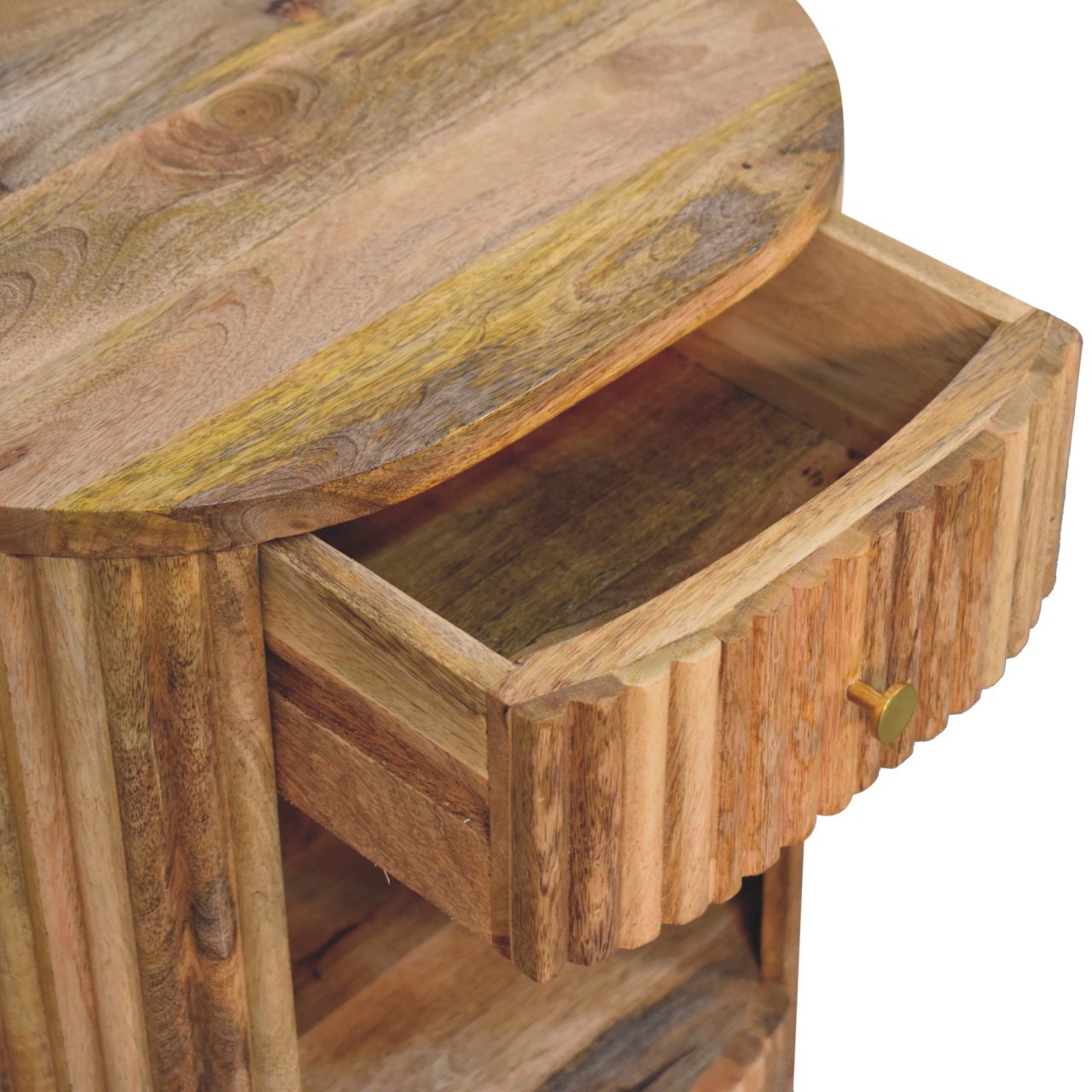 Soba Ball Open Slot Bedside Table | Oak Mango Wood