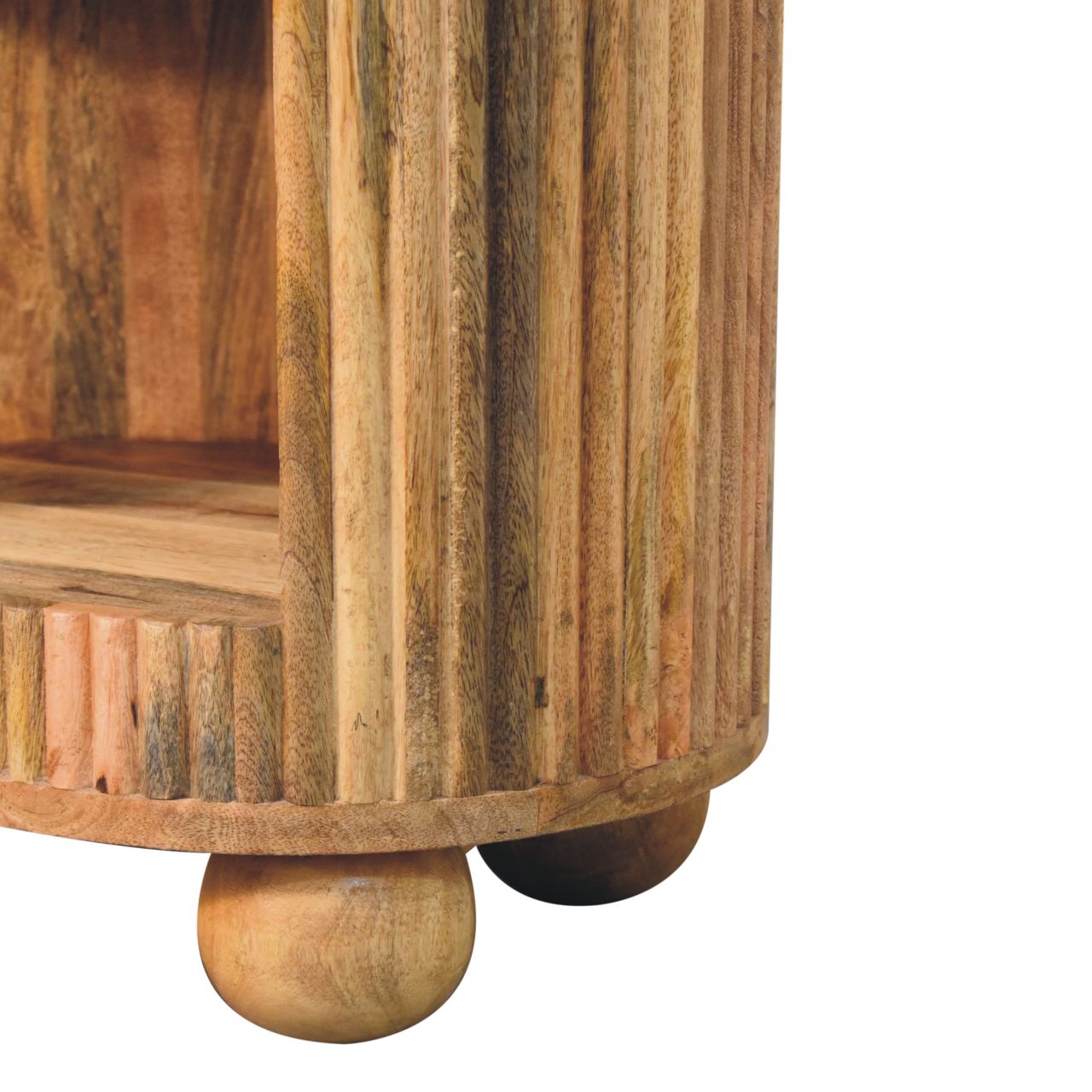 Soba Ball Open Slot Bedside Table | Oak Mango Wood
