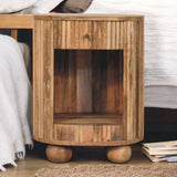 Soba Ball Open Slot Bedside Table | Oak Mango Wood