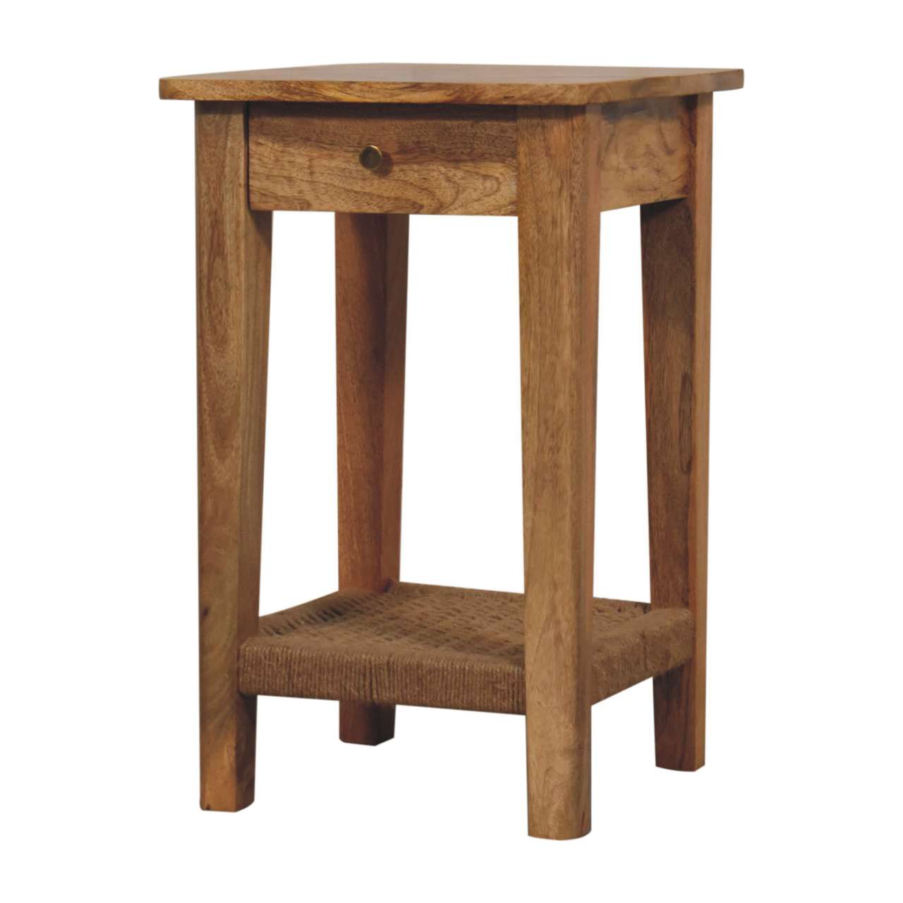 Rope End Table Accent Piece | Oak Solid Mango Wood