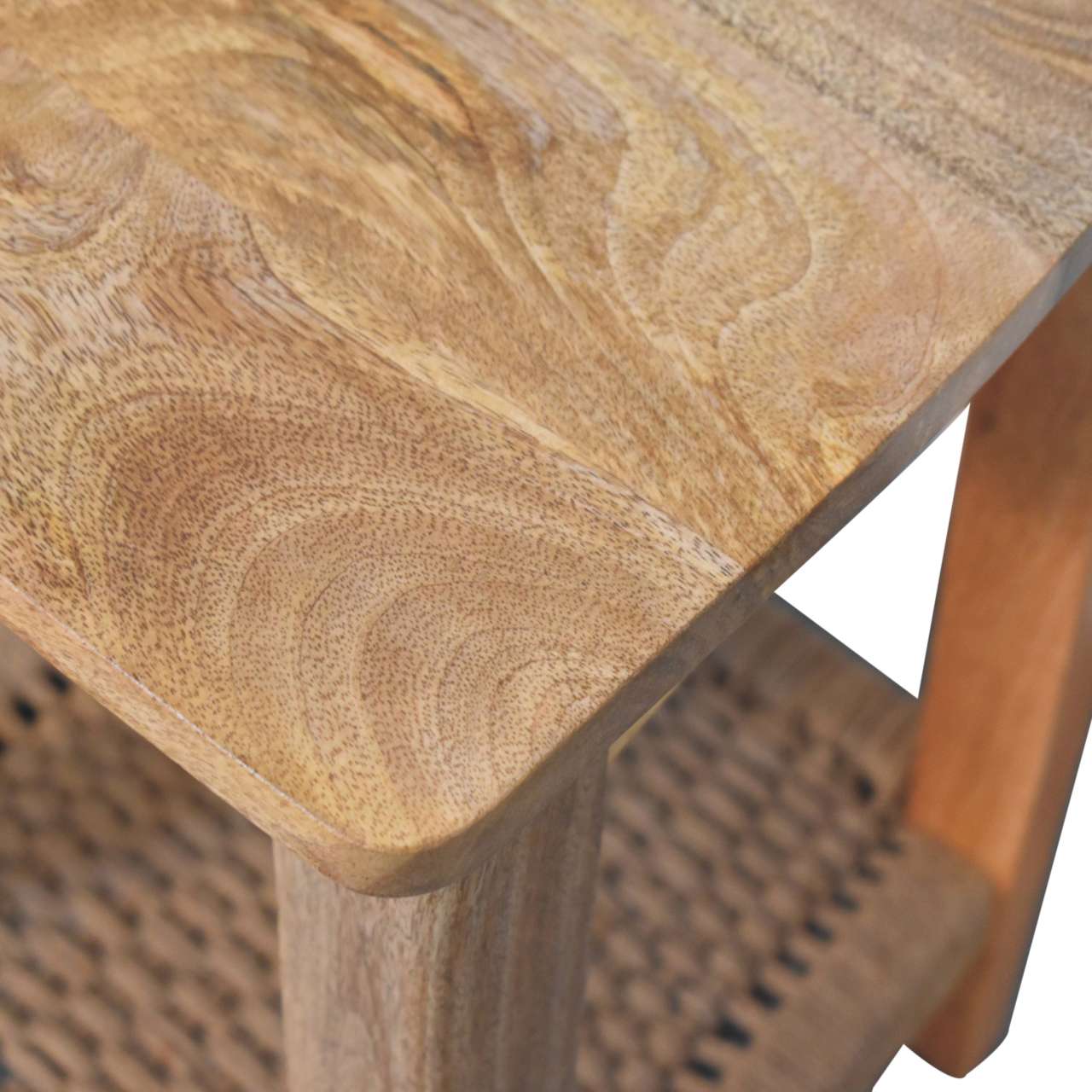 Rope End Table Accent Piece | Oak Solid Mango Wood
