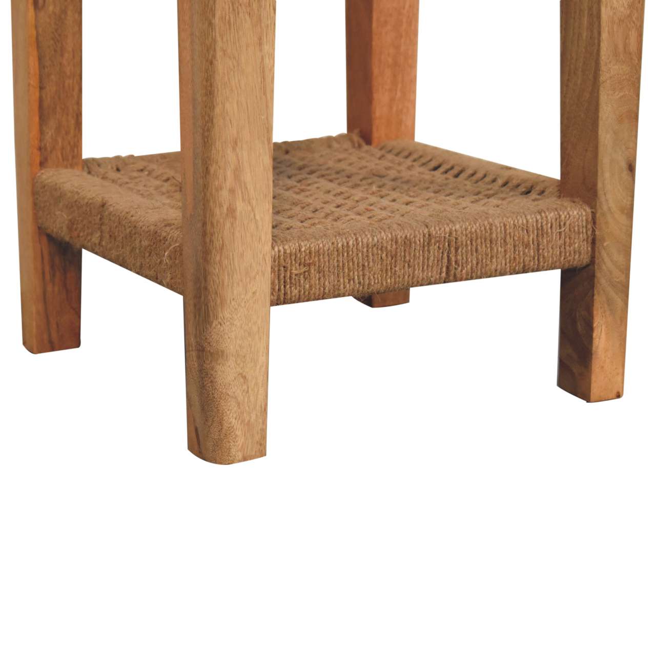 Rope End Table Accent Piece | Oak Solid Mango Wood