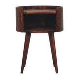 Chestnut Round Open Slot Bedside Table