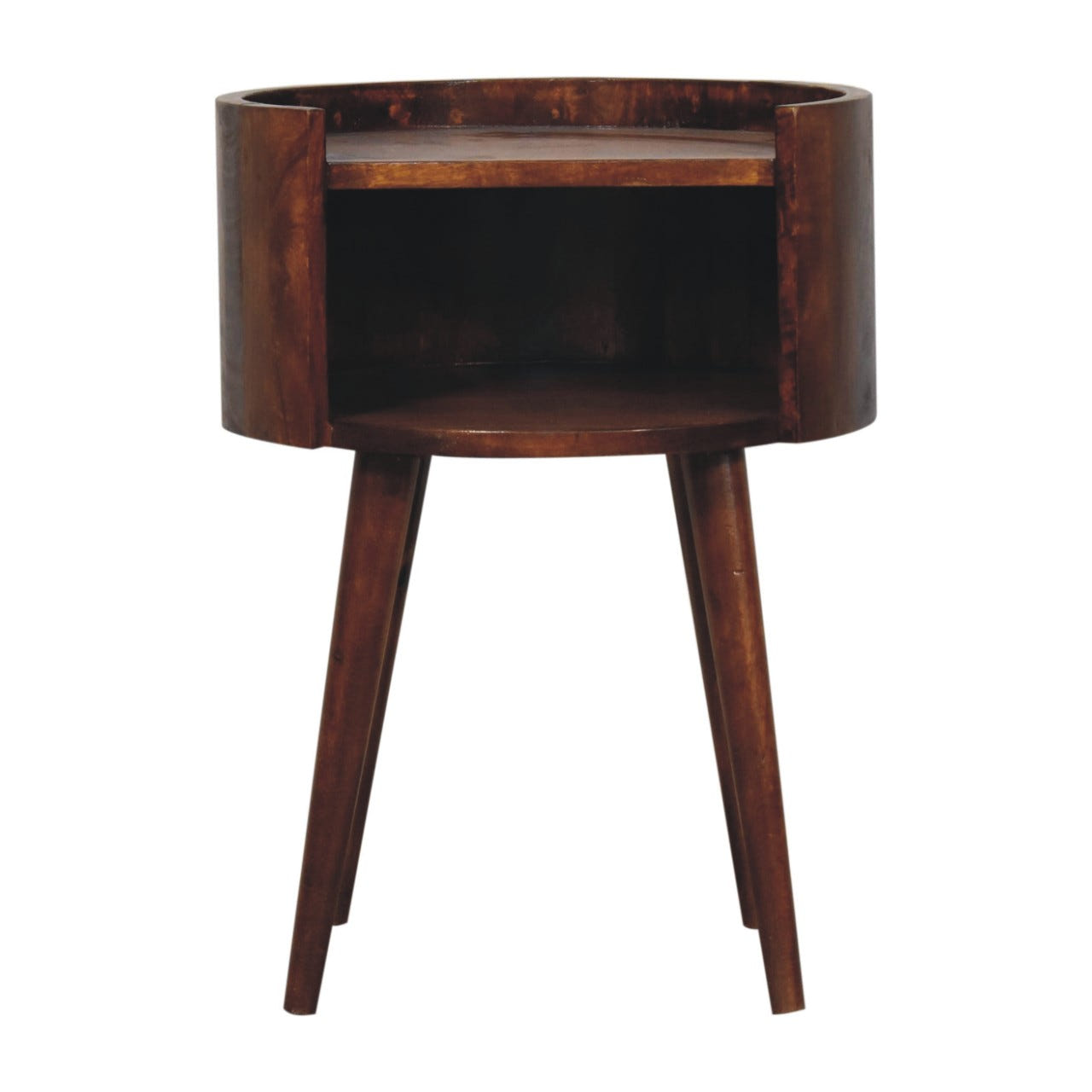 Chestnut Round Open Slot Bedside Table