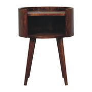 Chestnut Round Open Slot Bedside Table