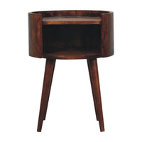 Chestnut Round Open Slot Bedside Table