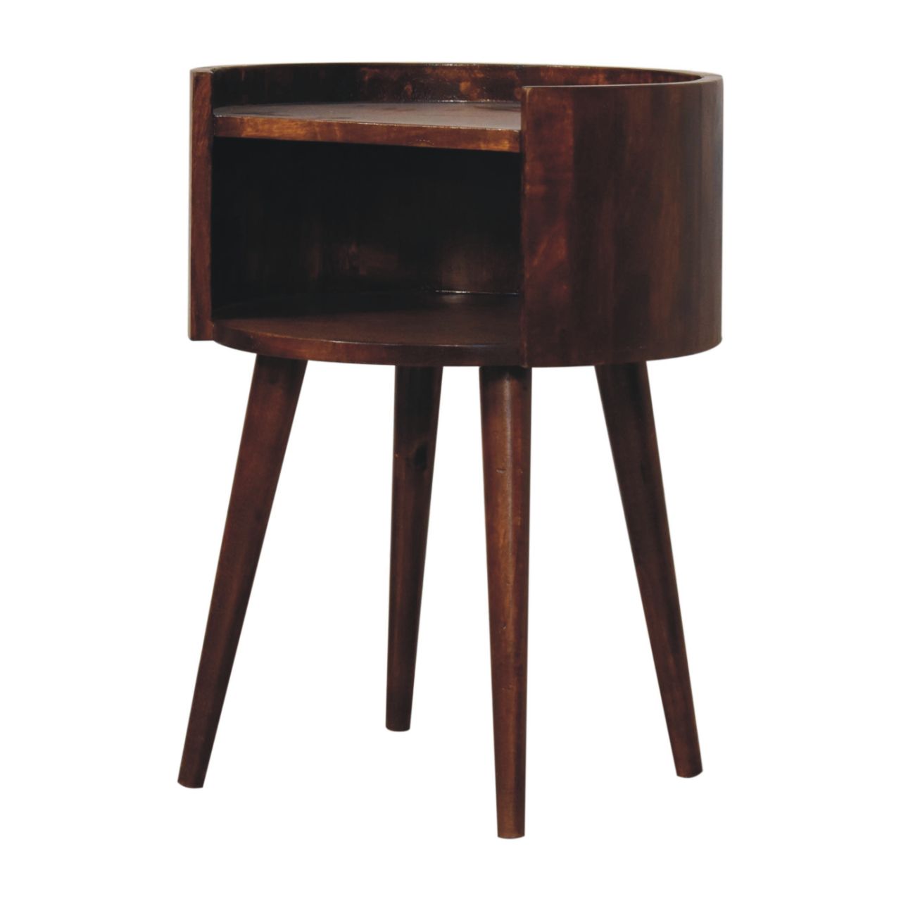 Chestnut Round Open Slot Bedside Table
