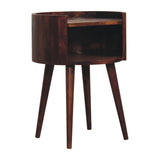 Chestnut Round Open Slot Bedside Table