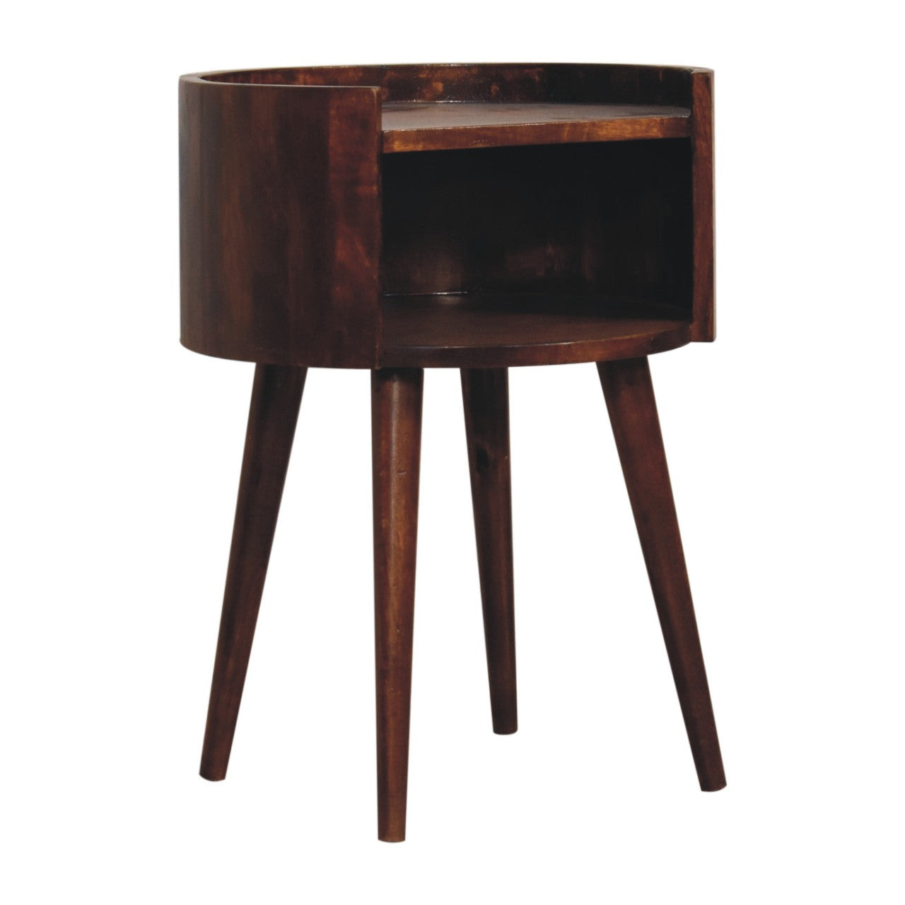 Chestnut Round Open Slot Bedside Table